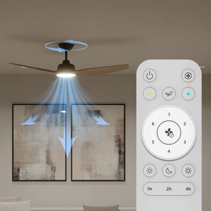 Philips - Ventilateur de plafond LED dimmable OLAS LED/24W/230V Ø 132 cm noir/marron + télécommande