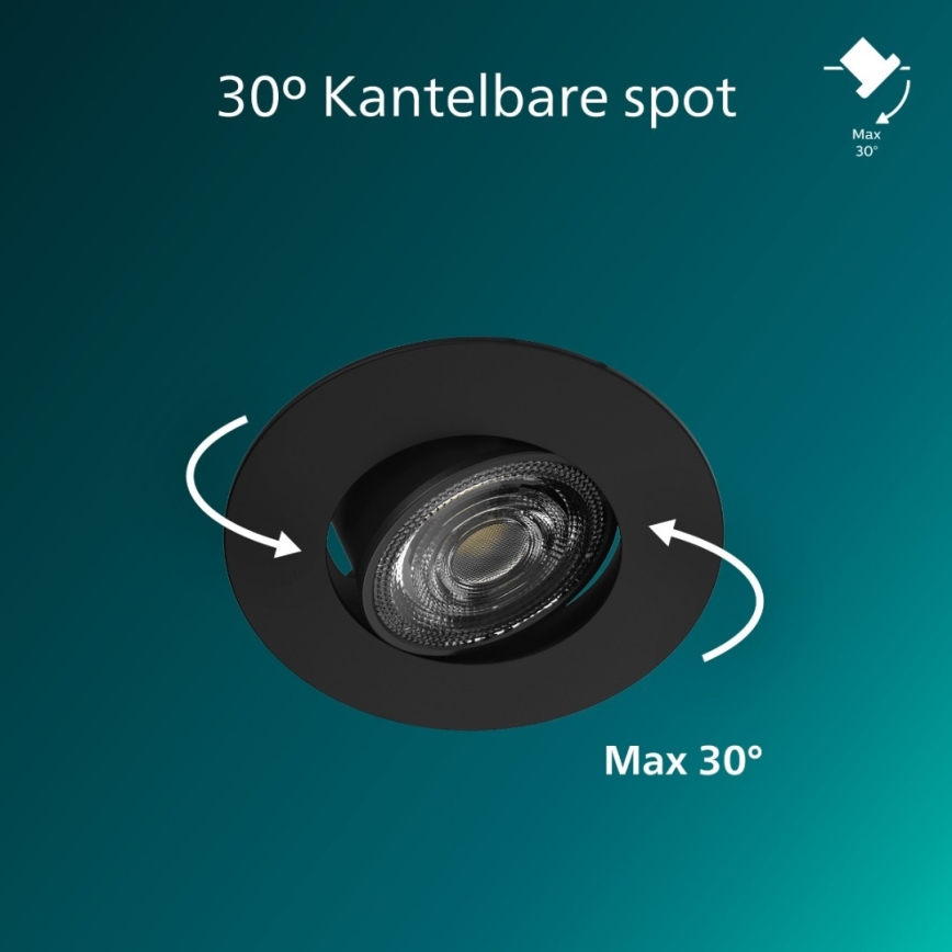 Philips - Plafonnier encastrable dimmable CILANTRO LED/5W/230V 2700K noir