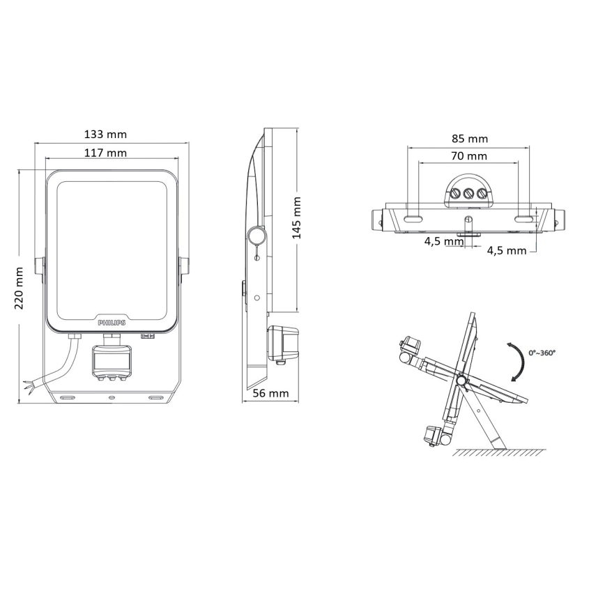 Philips - Projecteur LED avec détecteur de mouvement et de crépuscule LEDINAIRE ALL-IN LED/30W/230V 3000/4000/6500K IP65