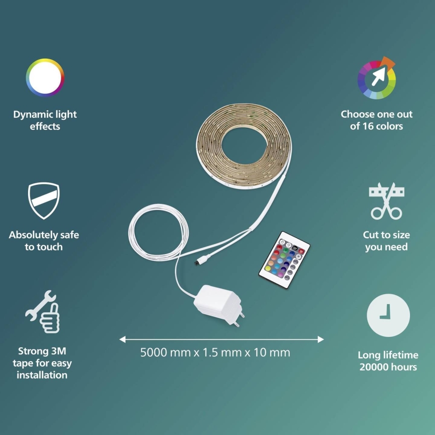 Philips - LED RGBW Band Dimmable 5m LED/12W/230V + Télécommande