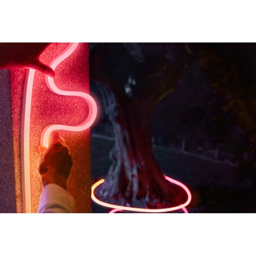 Philips - Ruban d'extérieur LED RGBW Hue NEON 10 m, dimmable, 30 W, 230 V, 2200–6500 K, IP67