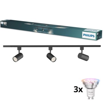 Philips - LED RGBW dimmable spot pour rail EASYLINK HUE 3xGU10/4,7W/230V 2200-6500K 1m noir