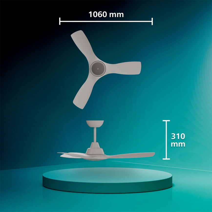 Philips - Ventilateur de plafond LED dimmable OLAS LED/24W/230V Ø 106 cm blanc + télécommande