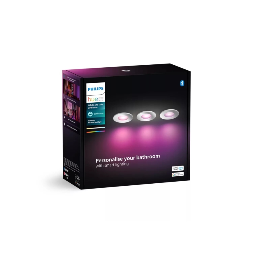 Philips - LOT 3x LED RGBW Spot encastrable salle de bain à intensité variable Hue XAMENTO 1xGU10/4,2W/230V IP44 2000-6500K