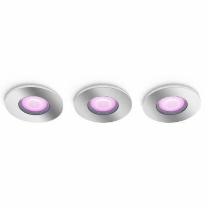 Philips - LOT 3x Luminaire de salle de bain LED RVB à intensité variable 1xGU10/5,7W/230V IP44 2000-6500K