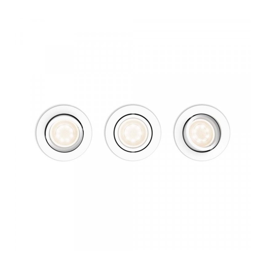 Philips - LOT 3x Luminaire encastrable à intensité variable SHELLBARK Warm Glow 1xLED/4,5W/230V 2200-2700K