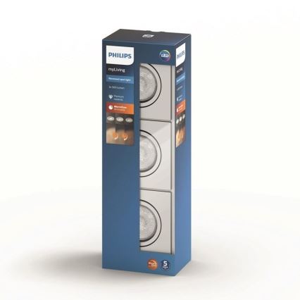 Philips 50393/17/P0 - LOT 3x Luminaire encastré LED à intensité variable  SHELLBARK Warm Glow 1xLED/4,5W/230V 2200-2700K