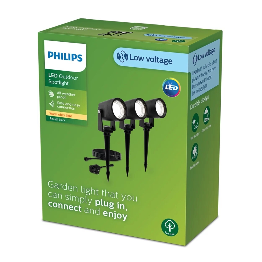 Philips - LOT 3x Luminaire extérieur GARDENLINK REUEL LED/1,5W/230V 2700K IP44