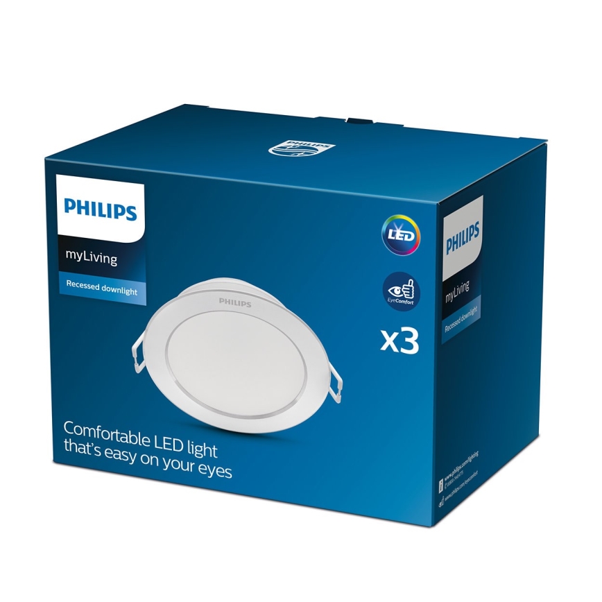 Philips - LOT 3x Spot encastrable 1xLED/3,5W/230V 2700K