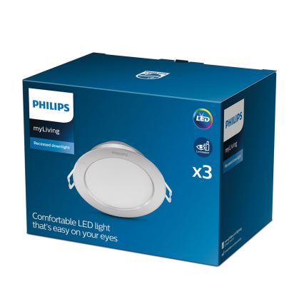 Philips - LOT 3x Spot encastrable LED/3,5W/230V 2700K