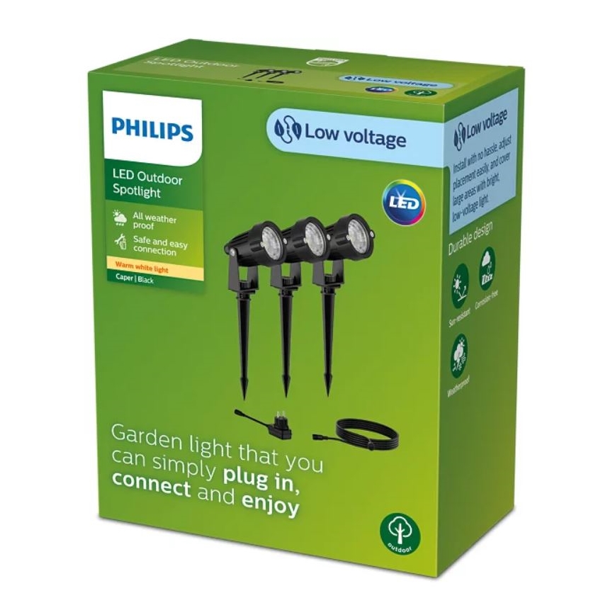 Philips - LOT 3x Spot extérieur CAPER LED/1,5W/24/230V IP44