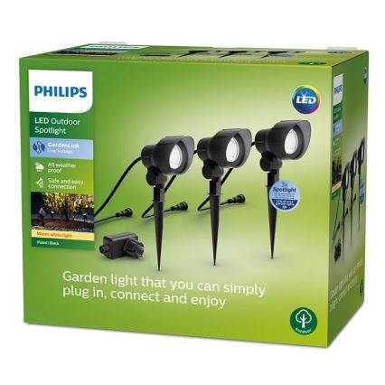 Philips -LOT 3x Spot extérieur LED/6W/230V 2700K IP44