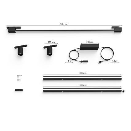 Philips - LOT 3xLED Luminaire LED à intensité variable pour système de rail Hue PERIFO LED/39,9W/230V 2000-6500K