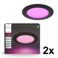 Philips - Lot de 2 spots encastrables LED RGBW dimmables pour salle de bains Hue SLIM LED/12W/230V 2000-6500K noir IP44