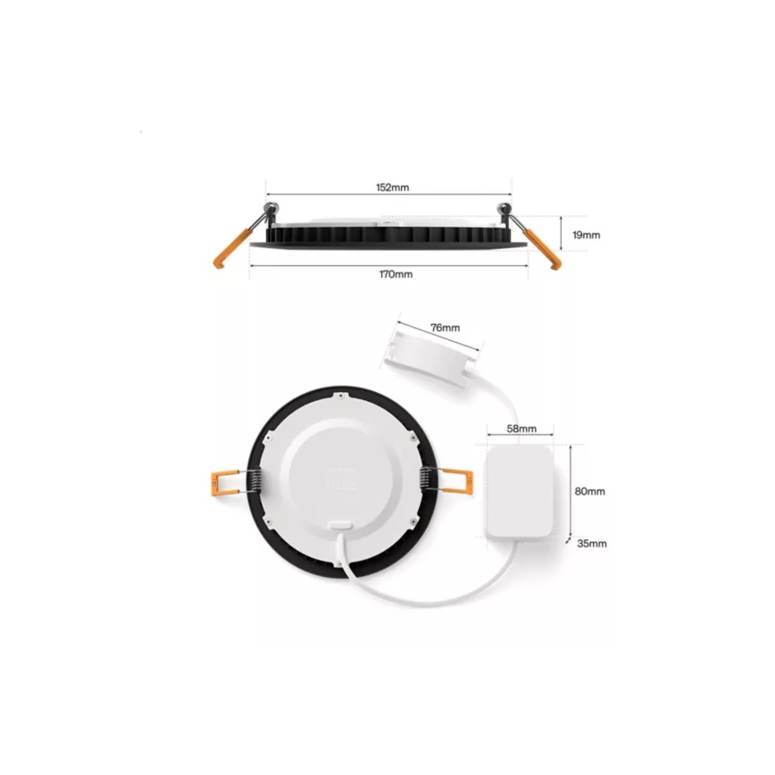 Philips - Lot de 2 spots encastrables LED RGBW dimmables pour salle de bains Hue SLIM LED/12W/230V 2000-6500K noir IP44