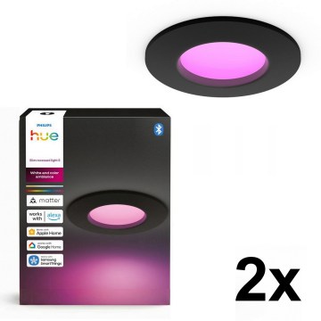 Philips - Lot de 2 spots encastrés LED RGBW dimmables pour salle de bains Hue SLIM LED/8,3W/230V 2000-6500K noir IP44