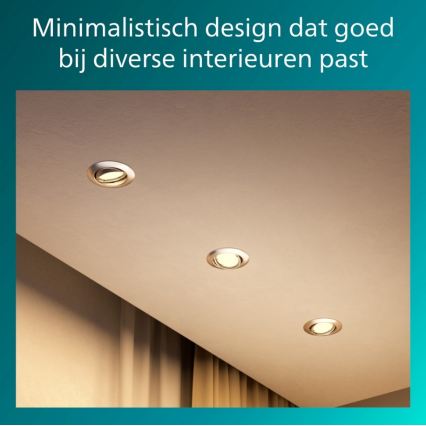 Philips - Lot de 3 spots encastrables PERIDOT 1xGU10/7W/230V, finition argentée