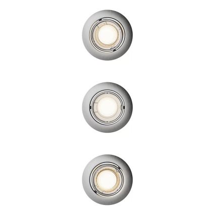 Philips - Lot de 3 spots encastrables PERIDOT 1xGU10/7W/230V, finition argentée