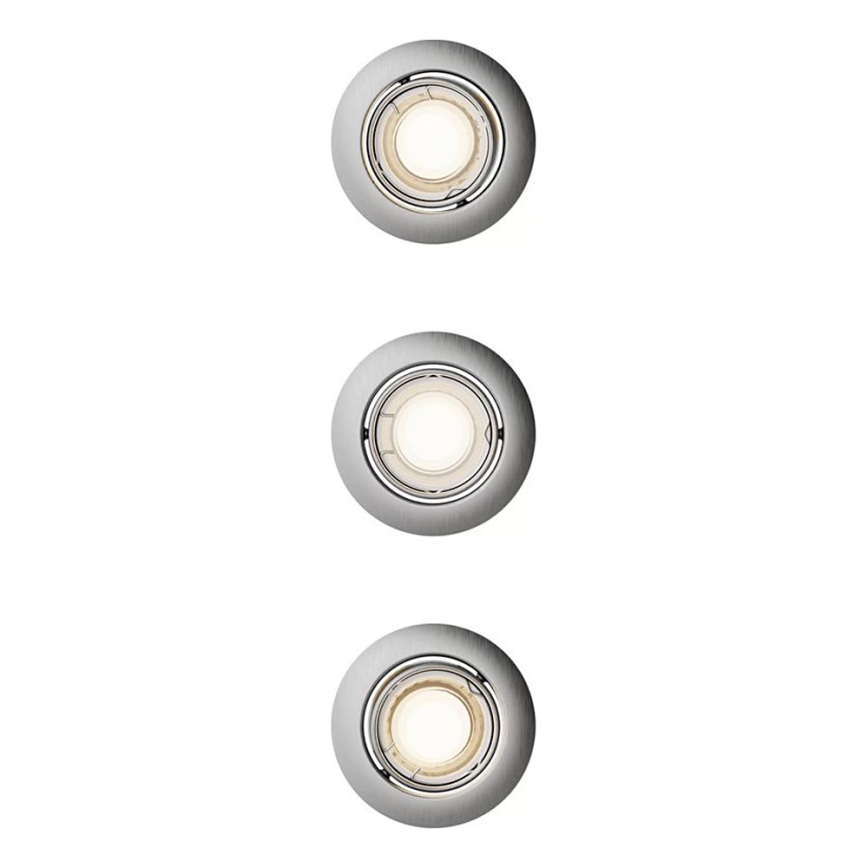 Philips - Lot de 3 spots encastrables PERIDOT 1xGU10/7W/230V, finition argentée