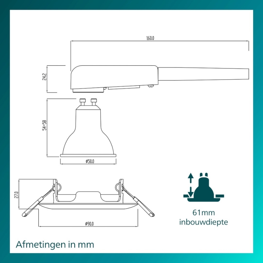 Philips - Lot de 3 spots encastrables PERIDOT 1xGU10/7W/230V, finition argentée