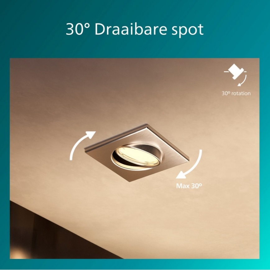 Philips - Lot de 3 spots encastrables PERIDOT 1xGU10/7W/230V, finition argentée