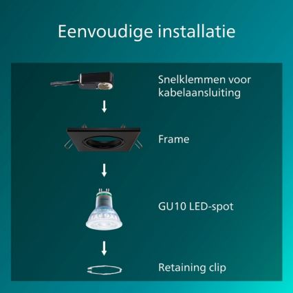 Philips - Lot de 3 spots encastrables PERIDOT 1xGU10/7W/230V noir