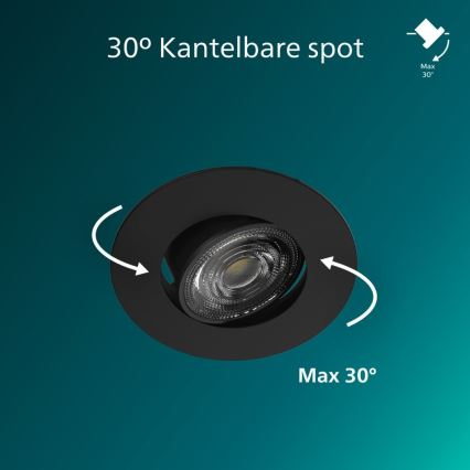 Philips - Lot de 3 spots encastrables LED dimmables CILANTRO LED/5W/230V 4000K noir