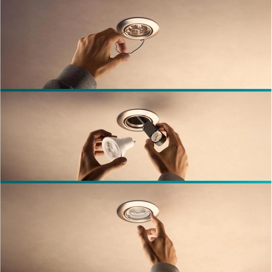 Philips - LOT DE 3 spots encastrés PERIDOT 1xGU10/7W/230V blancs