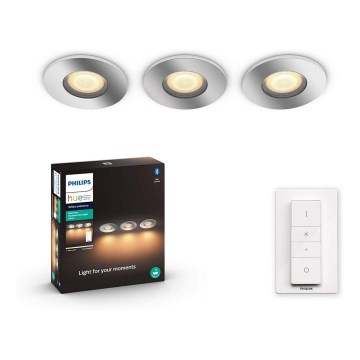 Philips - Lot de 3 spots LED dimmables pour salle de bains Hue ADORE 1xGU10/5W/230V IP44 + télécommande