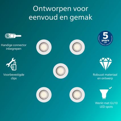 Philips - Lot de 5 spots encastrables PERIDOT 1xGU10/7W/230V blancs