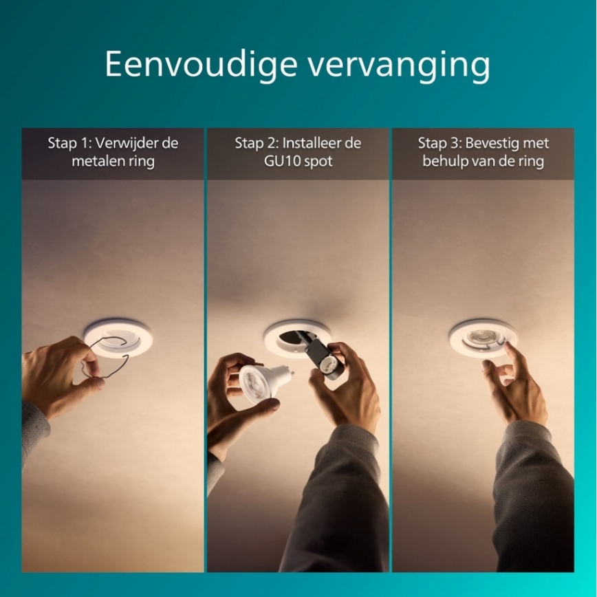 Philips - Lot de 5 spots encastrables PERIDOT 1xGU10/7W/230V blancs