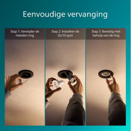 Philips - Lot de 5 spots encastrés PERIDOT 1x GU10/7W/230V, noir