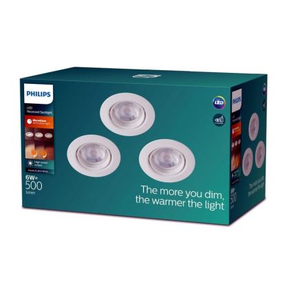 Philips - LOT x3 Intensité variable éclairage encastré IMPALA Warm Glow LED/6W/230V