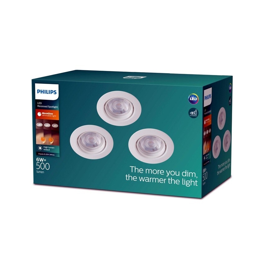 Philips - LOT x3 Intensité variable éclairage encastré IMPALA Warm Glow LED/6W/230V