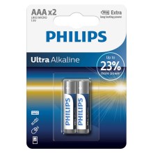 Philips LR03E2B/10 - 2 pc Pile alcaline AAA ULTRA ALKALINE 1,5V 1250mAh