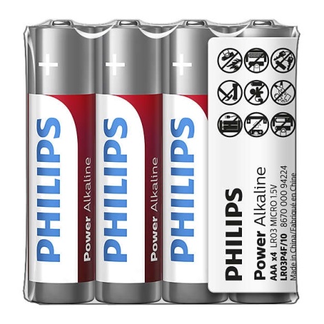 Philips LR03P4F/10 - 4 pc Pile alcaline AAA POWER ALKALINE 1,5V