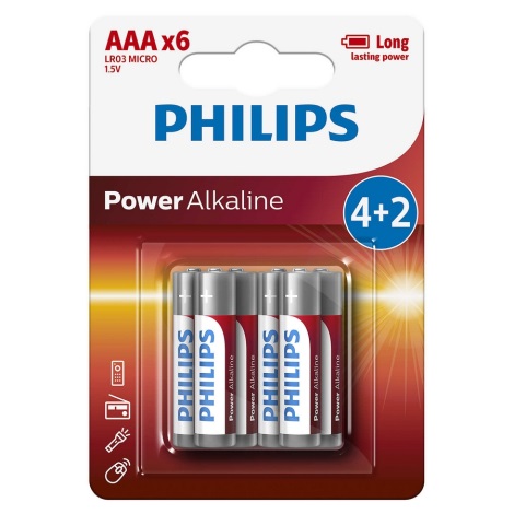 Philips LR03P6BP/10 - 6 pc Pile alcaline AAA POWER ALKALINE 1,5V 1150mAh