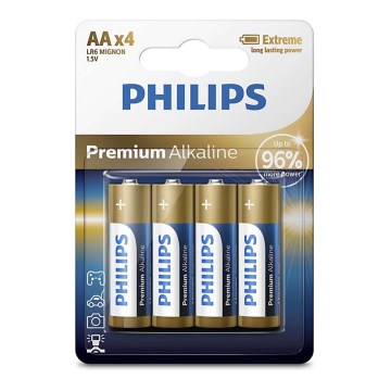 Philips LR6M4B/10 - 4 pc Pile alcaline AA PREMIUM ALKALINE 1,5V 3200mAh