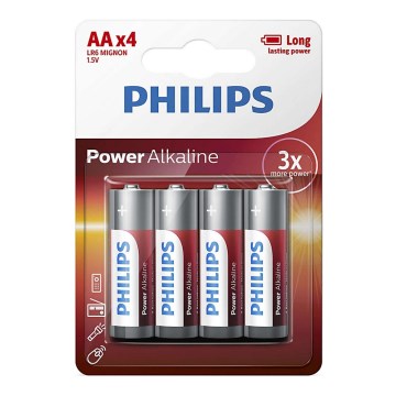 Philips LR6P4B/10 - 4 pcs Pile alcaline AA POWER ALKALINE 1,5V 2600mAh