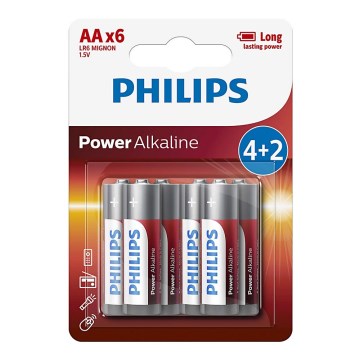 Philips LR6P6BP/10 - 6 pc Pile alcaline AA POWER ALKALINE 1,5V