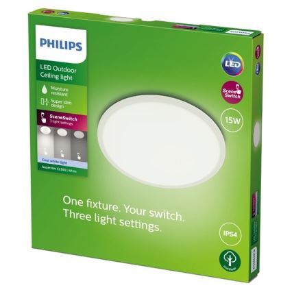 Philips - Luminaire à intensité variable LED extérieur SUPERSLIM SCENE SWITCH LED/15W/230V IP54 blanc