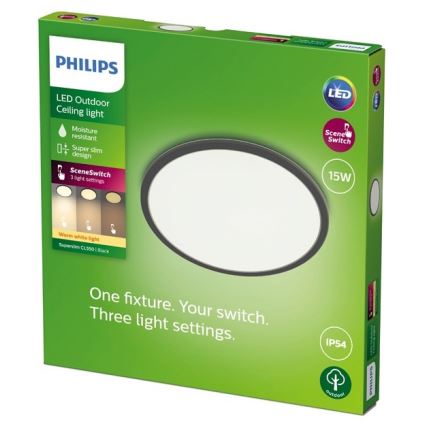 Philips - Luminaire à intensité variable LED extérieur SUPERSLIM SCENE SWITCH LED/15W/230V IP54 noir