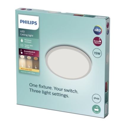 Philips - Plafonnier de salle de bain LED à intensité variable SCENE SWITCH LED/15W/230V IP44 2700K