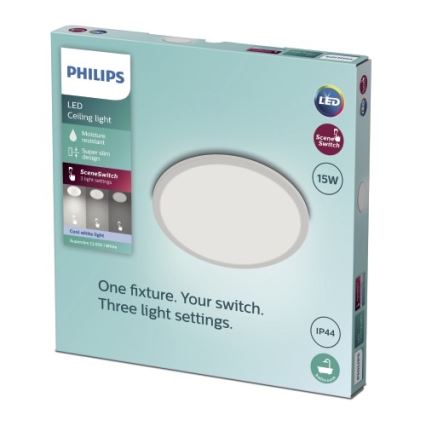 Philips - Plafonnier de salle de bain LED à intensité variable SCENE SWITCH LED/15W/230V IP44 4000K