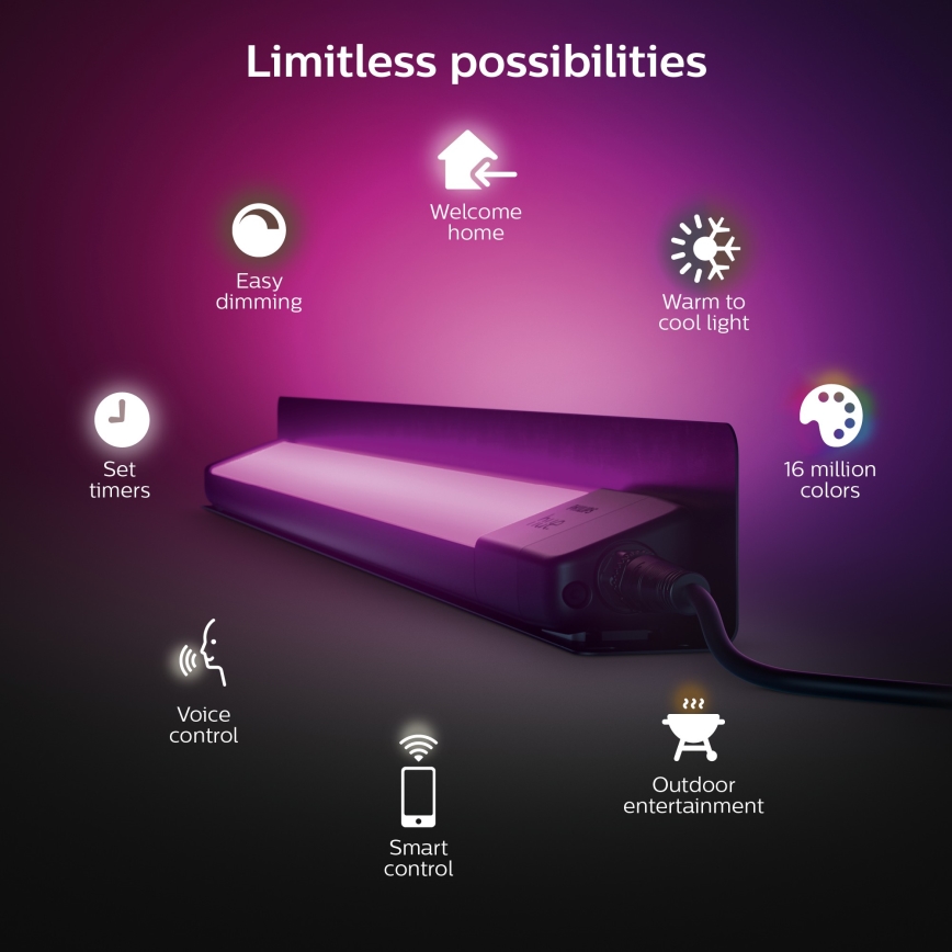 Philips - Luminaire d'extérieur LED RVBW à intensité variable Hue White and Color Ambiance LED/20W/24V IP65