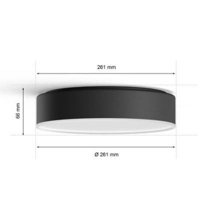 Philips - Plafonnier LED dimmable Hue 9,6 W / 230 V, 2200–6500 K, Ø 261 mm, noir + télécommande