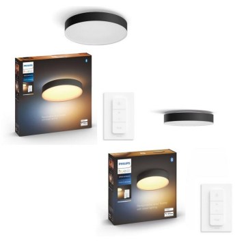 Philips - PACK 1x plafonnier LED dimmable Hue ENRAVE Ø 42,5 cm LED/33,5W/230V + 1x plafonnier LED dimmable Hue Ø 26,1 cm LED/9,6W/230V + 2x télécommandes