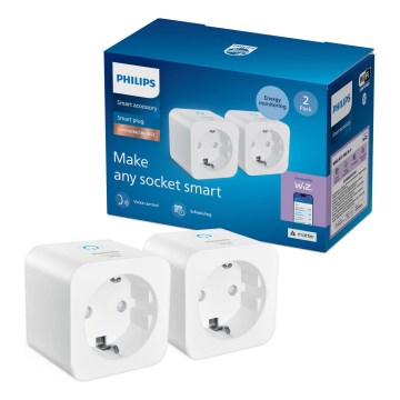 Philips - Pack de 2 prises intelligentes SCHUKO 2300 W Wi‑Fi