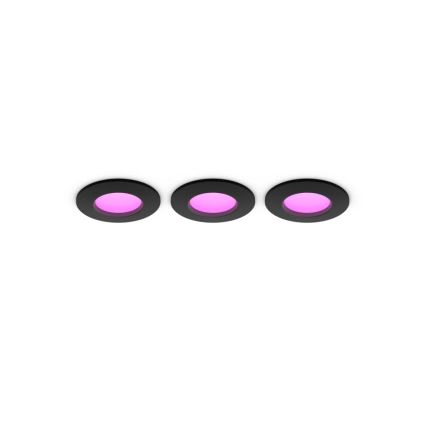Philips - Lot de 3 spots encastrés LED RGBW dimmables pour salle de bains Hue SLIM LED/8,3W/230V 1000-20000K noir P44