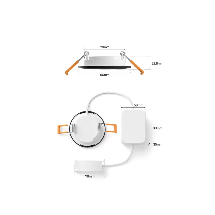 Philips - Lot de 3 spots encastrés LED RGBW dimmables pour salle de bains Hue SLIM LED/8,3W/230V 1000-20000K noir P44